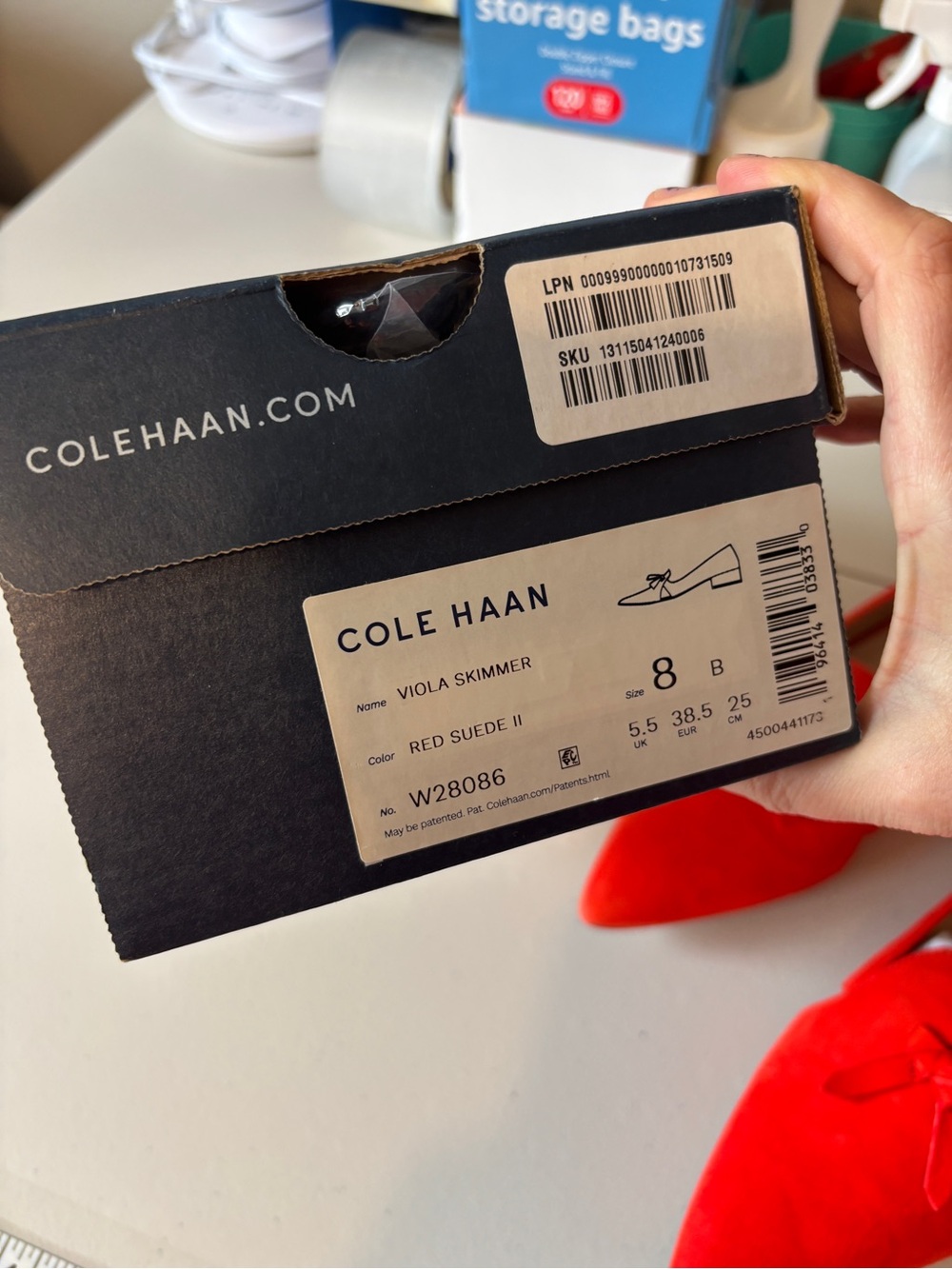 NWT Cole Haan Viola Skimmer Size 8 Red Suede Quiet Luxury Old Money Comfort Soft - Picture 9 of 11